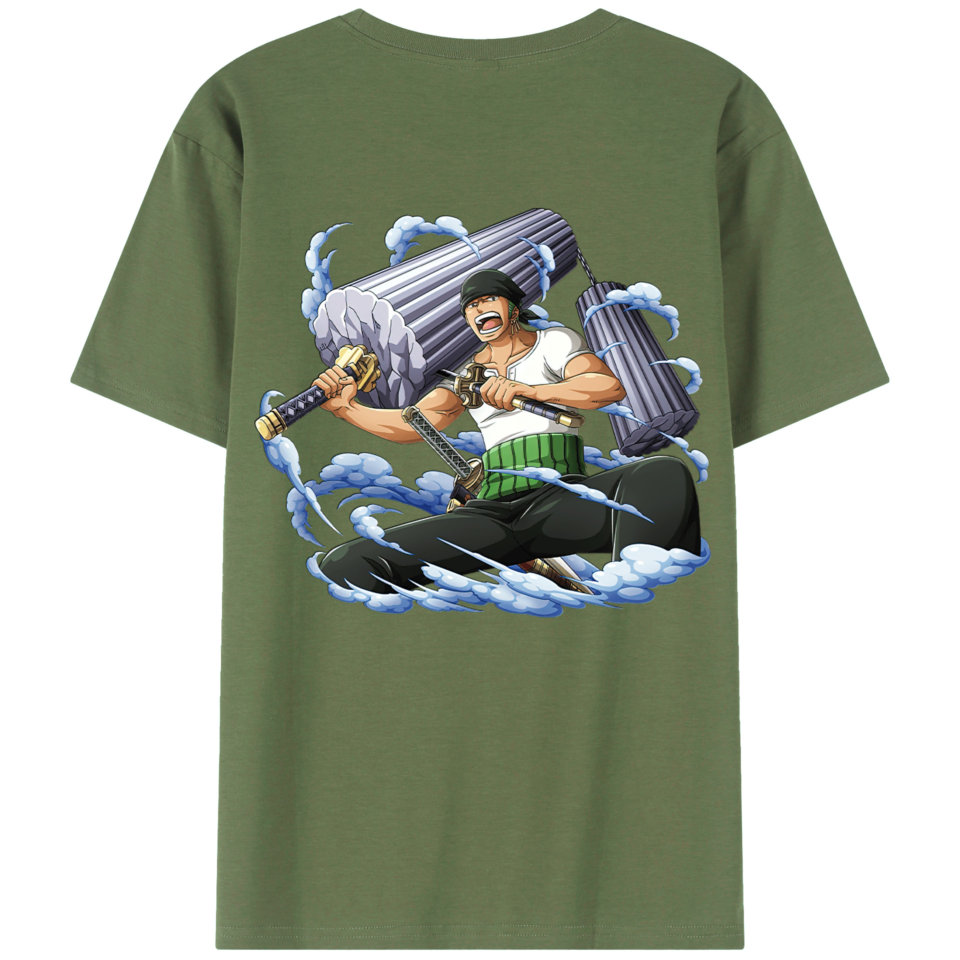 ワンピース ロロノア・ゾロ ONE PIECE Roronoa Zoro 綿100％ メンズ半袖Tシャツ（バックプリント） 通気性